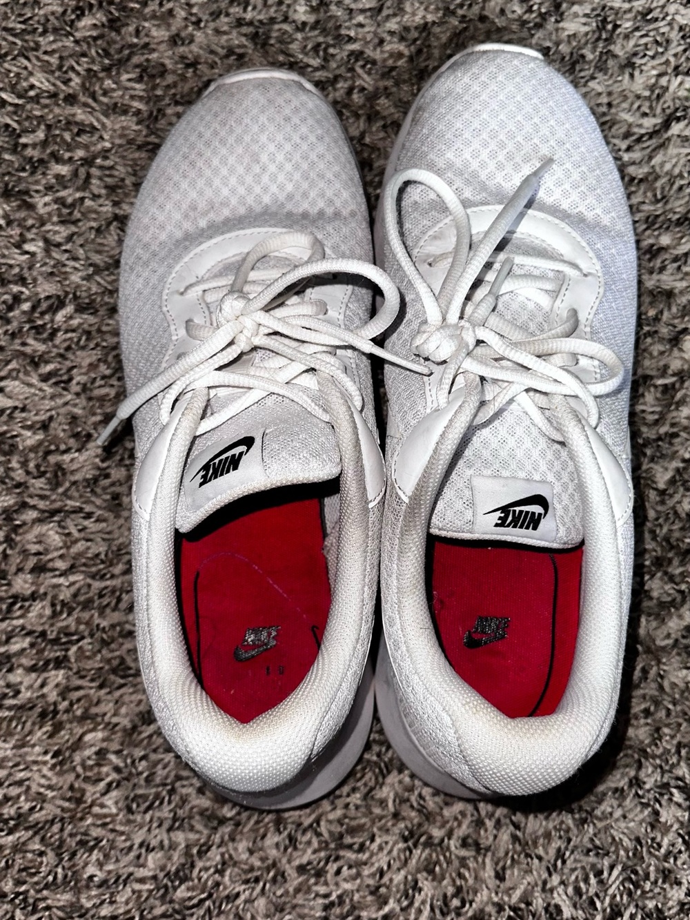 Nike White Mesh Trainers with Red Insoles